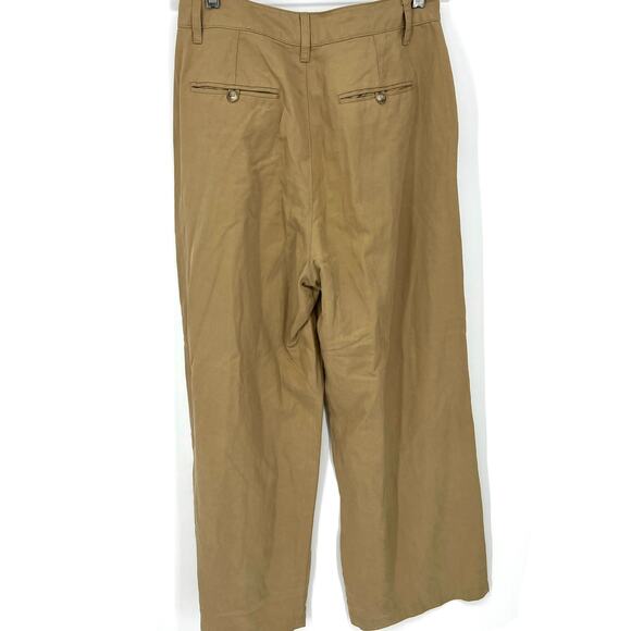Madewell Fair Trade Nutmeg Linen Blend Trousers Pants Womens Size 4 Pleated - Picture 4 of 10